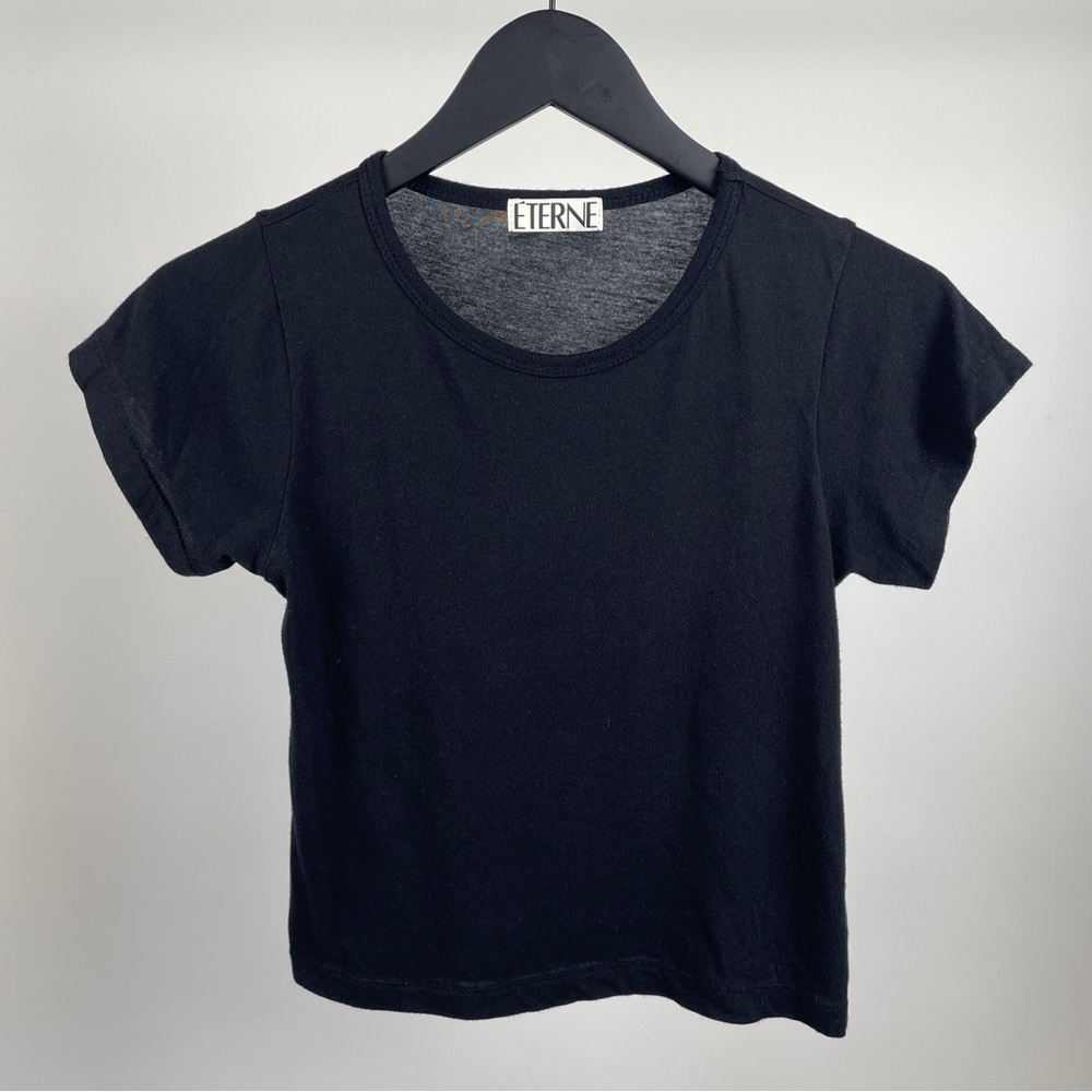 Eterne Black Short Sleeve Scoop Neck Tee